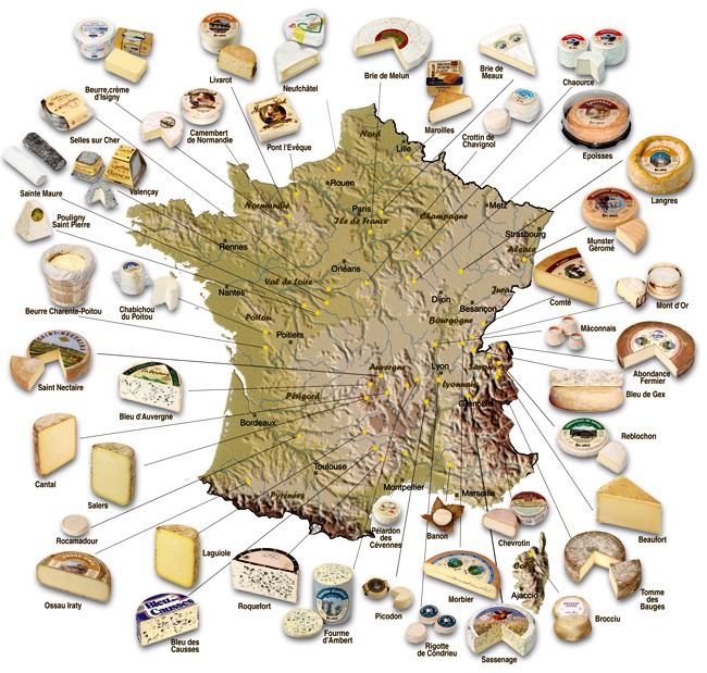 carte des fromages de france
